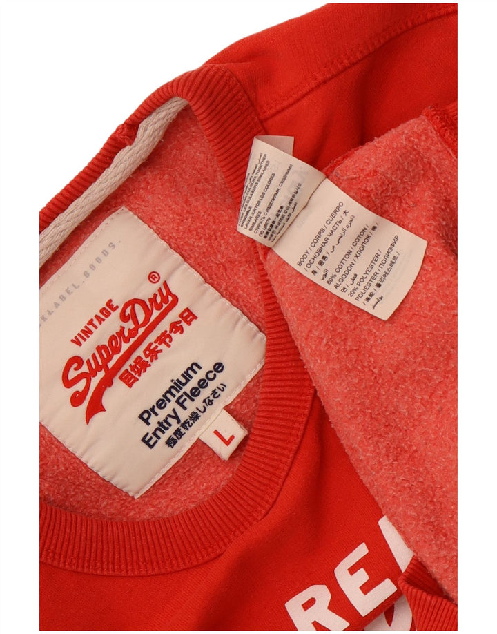SUPERDRY moletom gráfico masculino jumper grande algodão vermelho