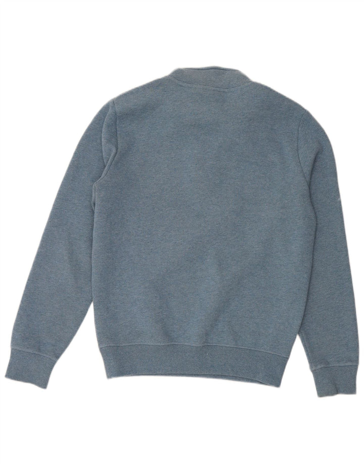 Suéter Superdry masculino com zíper e gola pequena azul algodão
