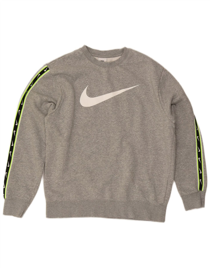 NIKE Mens Graphic Moletom Jumper Médio Cinza Algodão