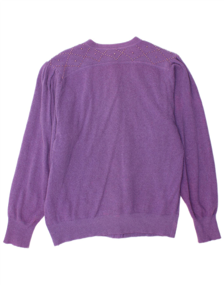 Suéter cardigã feminino VINTAGE UK 14 roxo médio