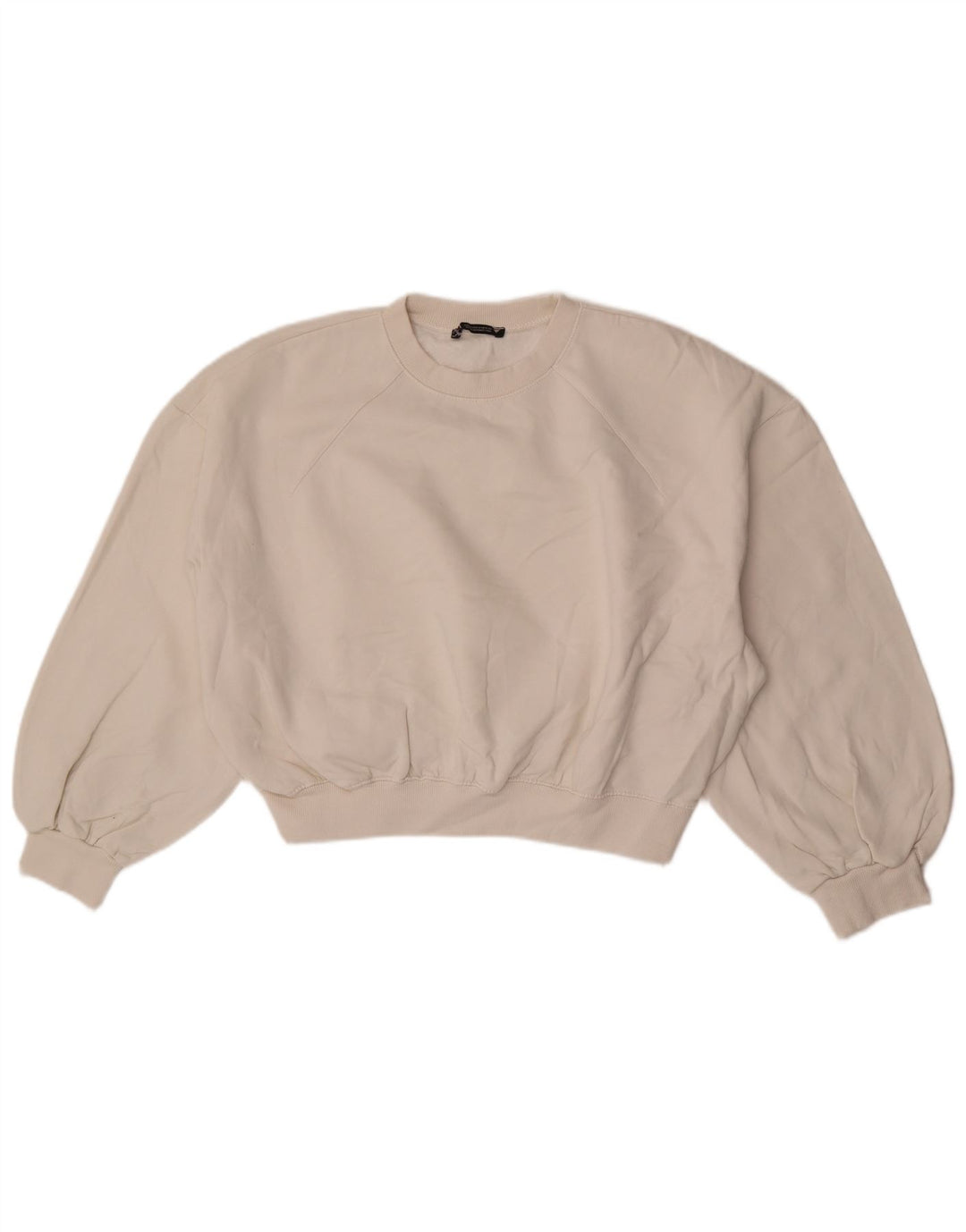 Zara moletom feminino oversized manga 3/4 jumper Reino Unido 14 médio branco