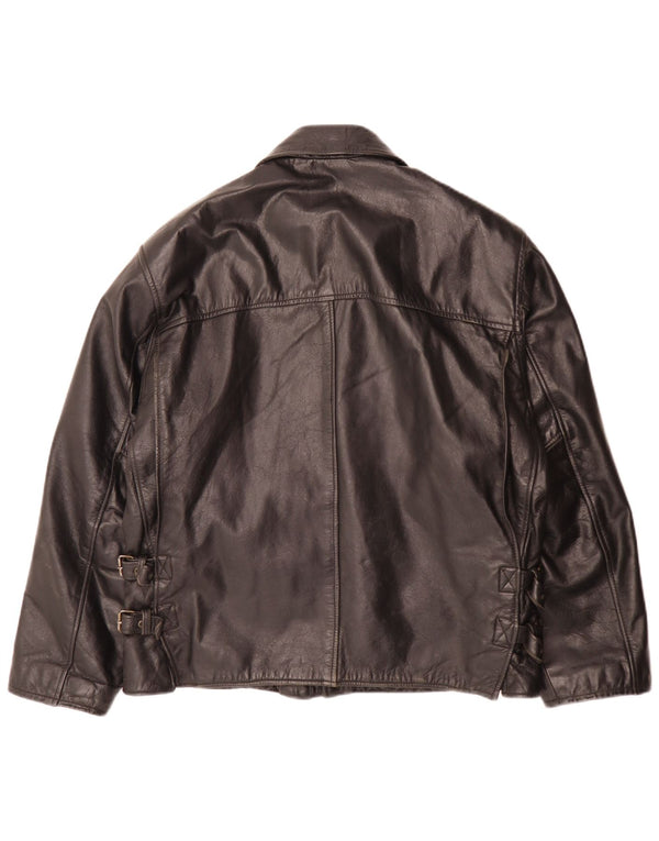 Jaqueta de couro masculina vintage IT 48 média preta