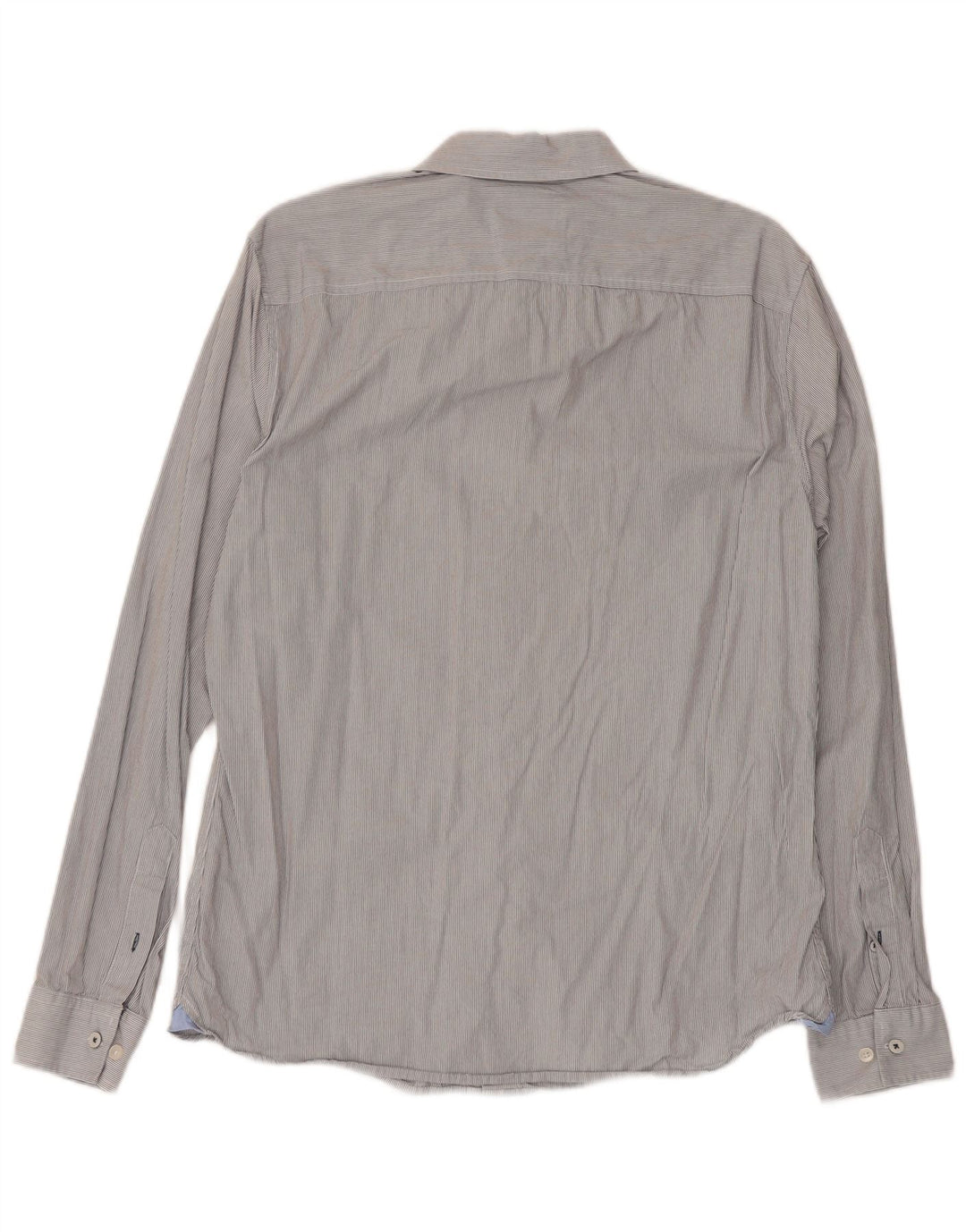 Camisa masculina slim fit da Crew Clothing algodão listrado cinza médio