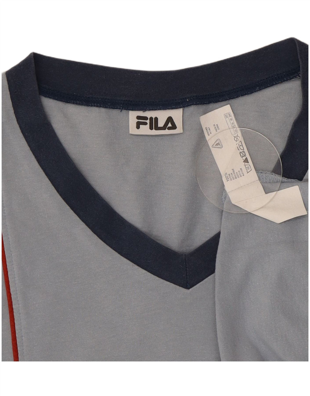 Fila Mens Top Manga Longa Pequeno Azul Colourblock Algodão
