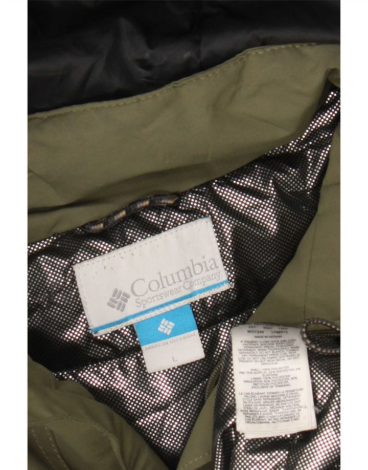 Jaqueta corta-vento masculina Columbia com capuz UK 40 poliéster cáqui grande