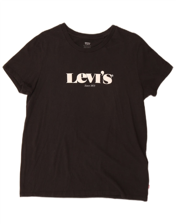Camiseta feminina gráfica Levi's Top UK 14 médio algodão preto