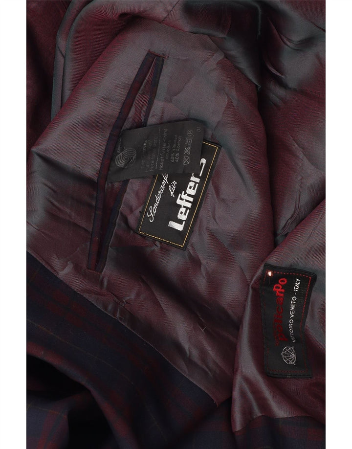 Jaqueta Blazer Masculina Policarpo Double Breasted Reino Unido 40 Grande Azul Marinho Xadrez