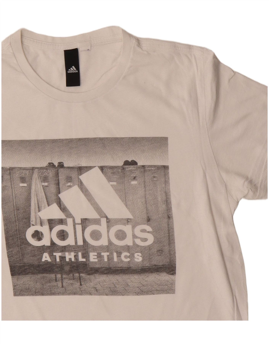 Adidas Mens Graphic T-Shirt Top Pequeno Algodão Branco