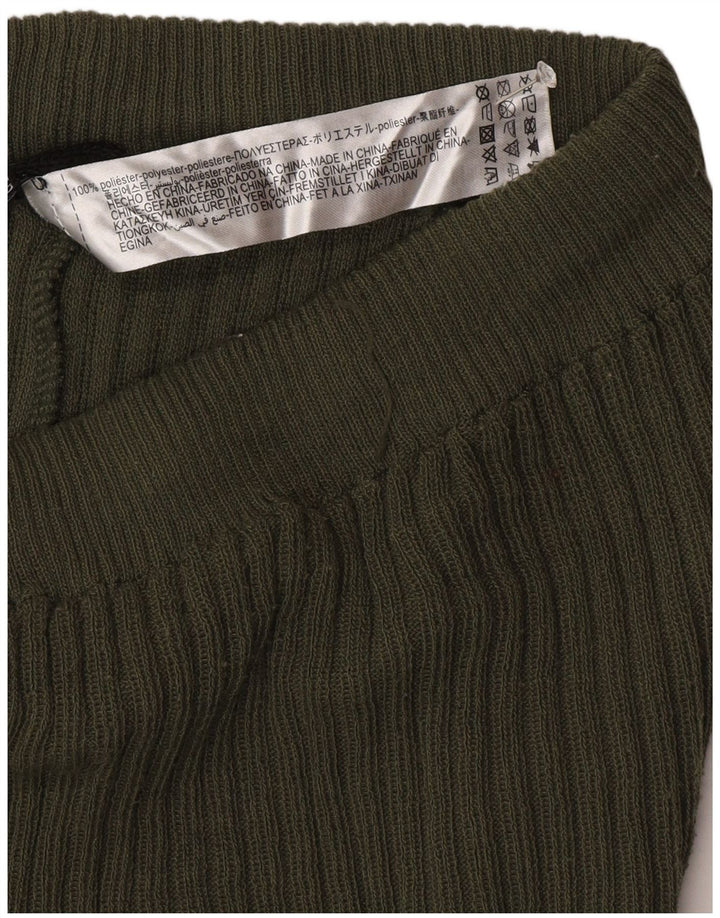 Zara Womens Knit Flare Leggings Reino Unido 12 Poliéster Verde Médio