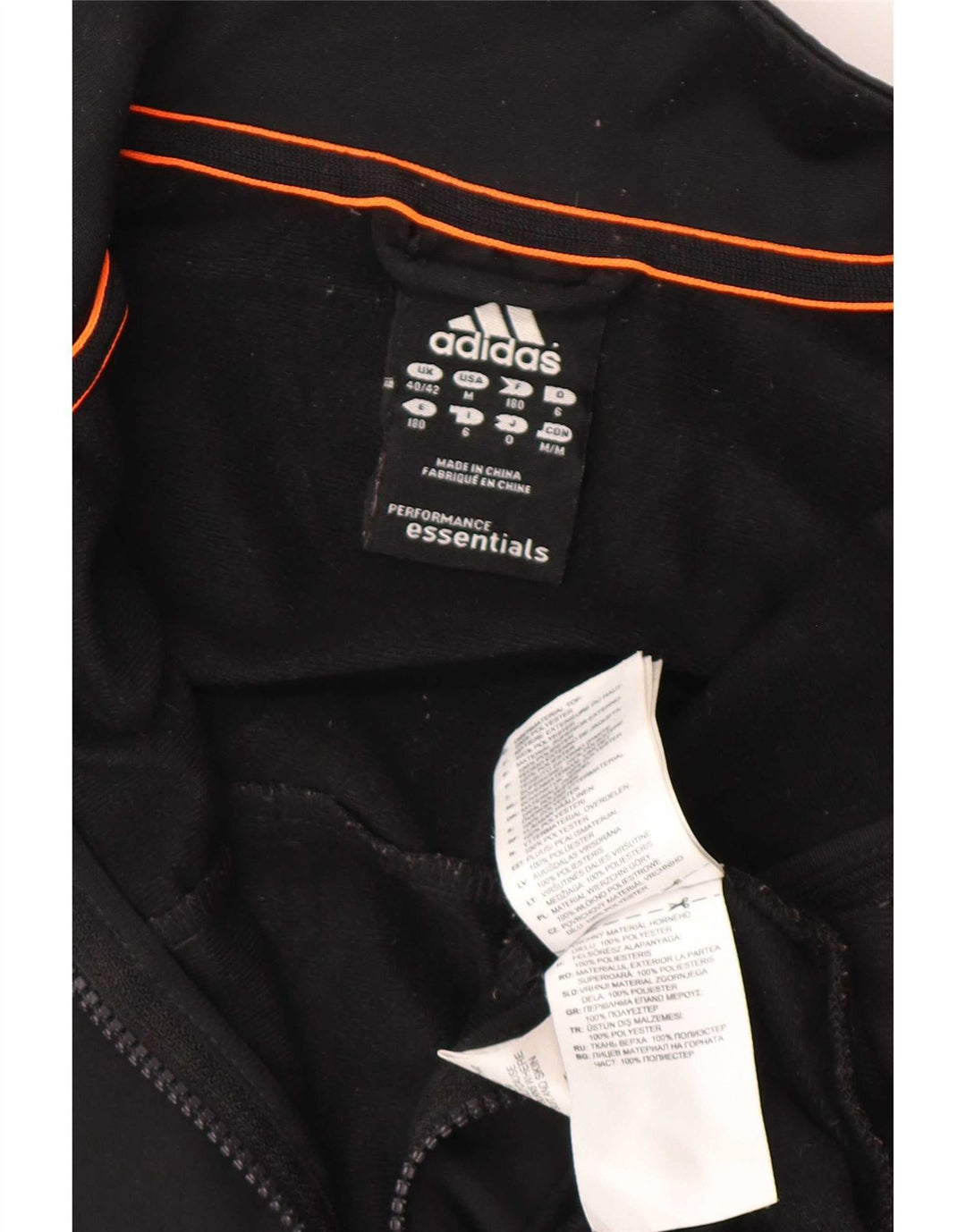 Adidas Mens Tracksuit Top Jacket UK 40/42 Médio Preto Poliéster