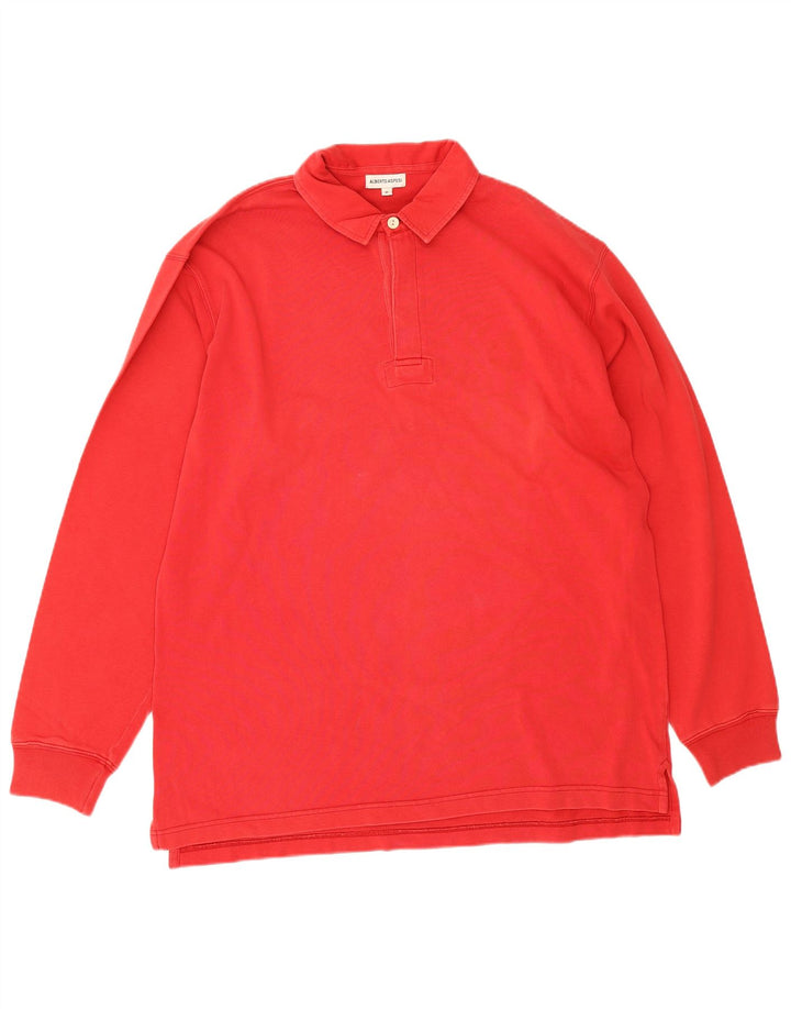 Camisa polo masculina de manga comprida Alberto Aspesi algodão vermelho médio