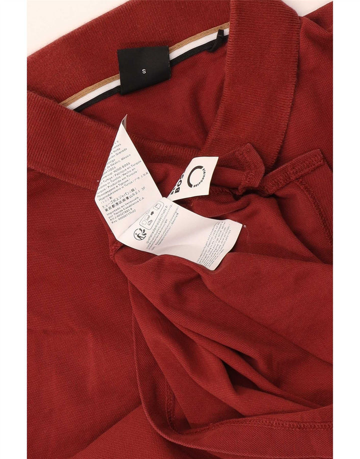 Camisa polo masculina HUGO BOSS pequena de algodão marrom