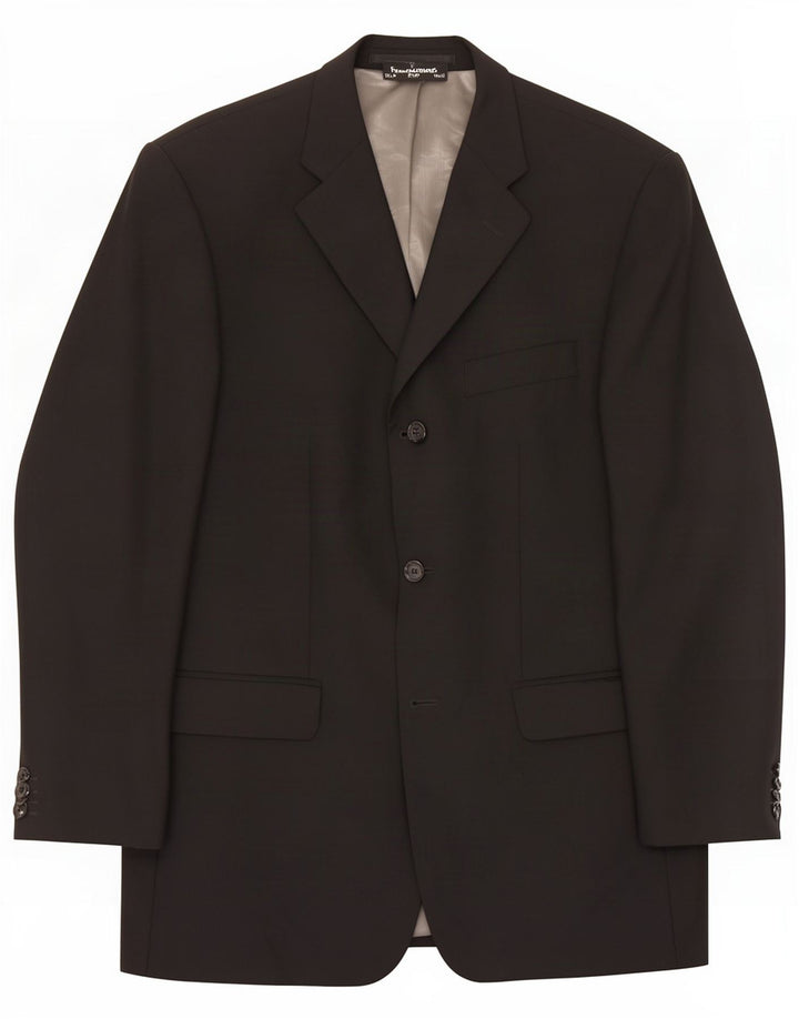 C&A Jaqueta blazer masculina de 3 botões IT 52 XL lã virgem preta