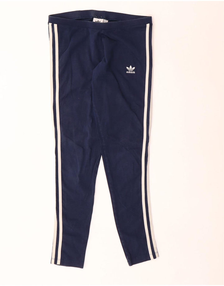 Leggings Adidas Femininas UK 12 Médio Azul Marinho Algodão