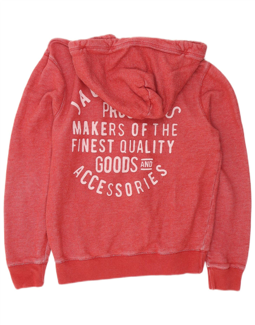 JACK WILLS Suéter masculino com capuz e zíper gráfico médio algodão vermelho