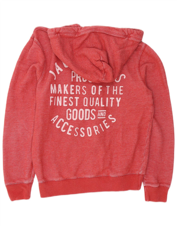 JACK WILLS Suéter masculino com capuz e zíper gráfico médio algodão vermelho