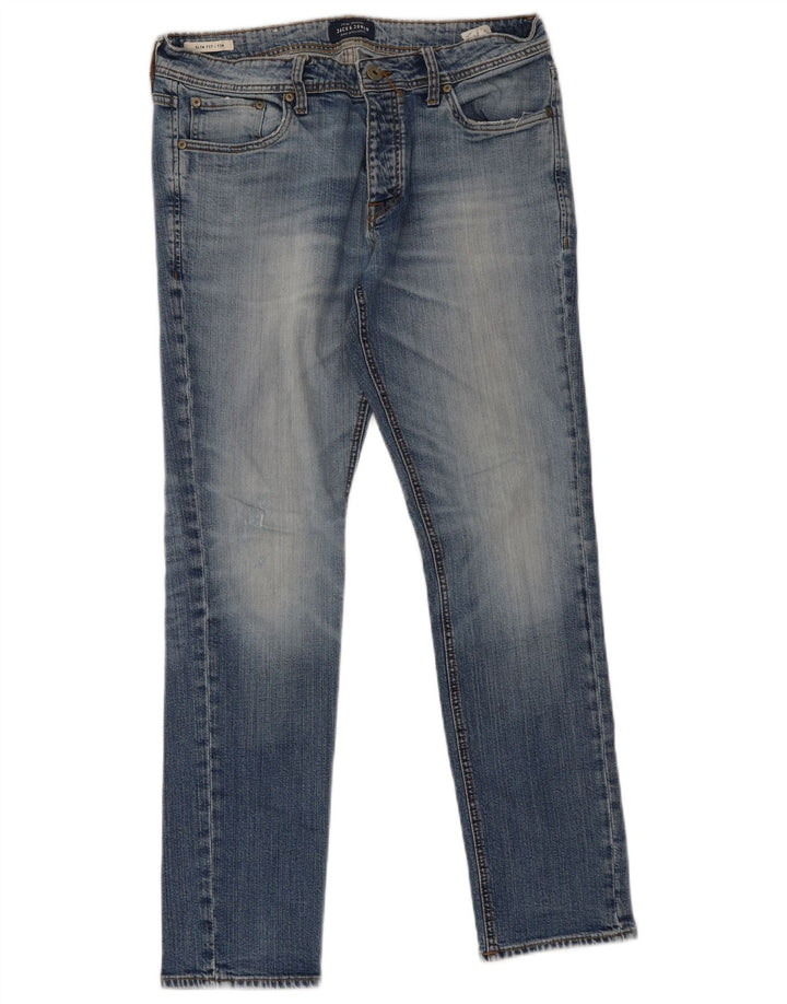 Jack & Jones Masculino Tim Slim Jeans W33 L32 Azul Algodão