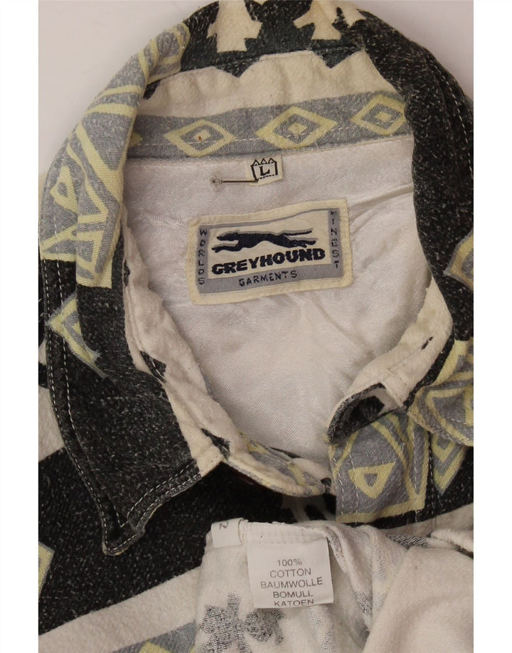 Camisa masculina VINTAGE de flanela de lenhador grande algodão geométrico cinza