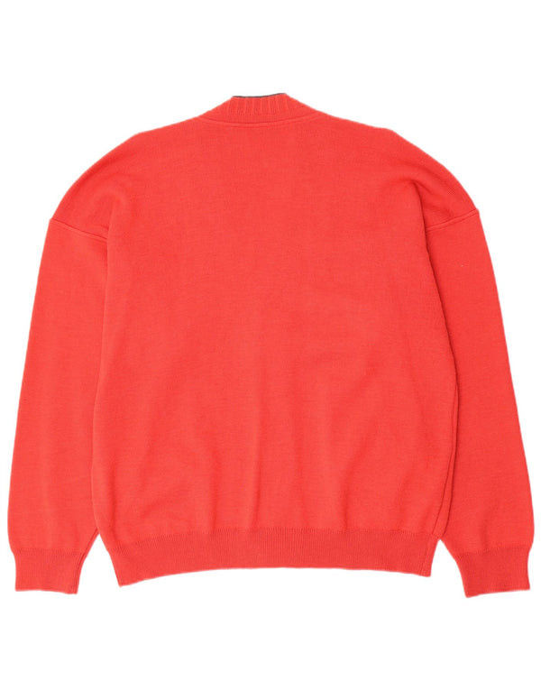 Suéter cardigã masculino vintage IT 50 lã vermelha média