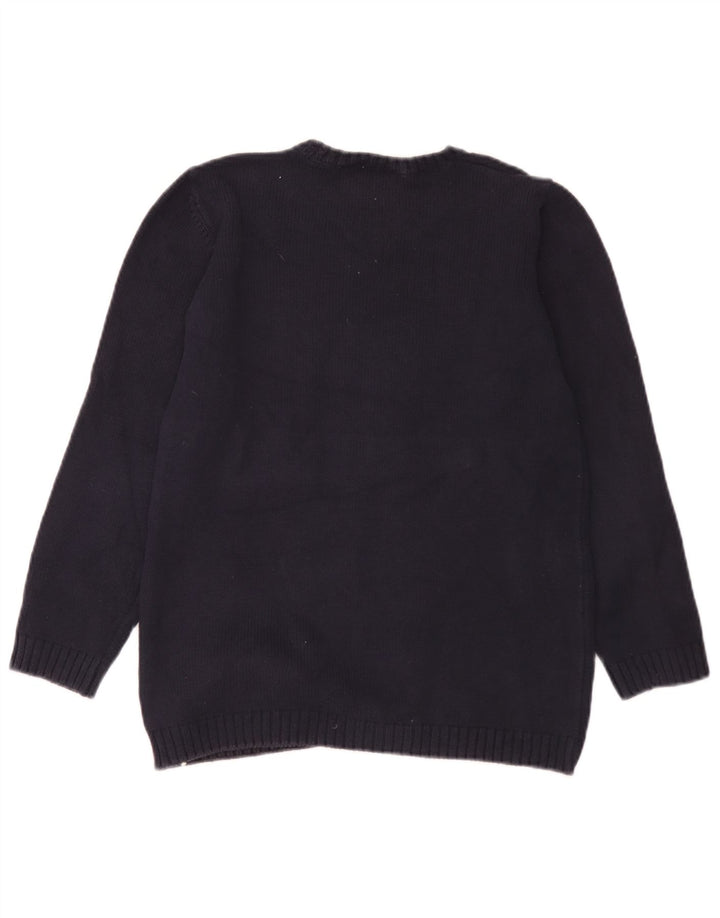 Suéter feminino Marks & Spencer com gola redonda Reino Unido 10 pequeno azul marinho