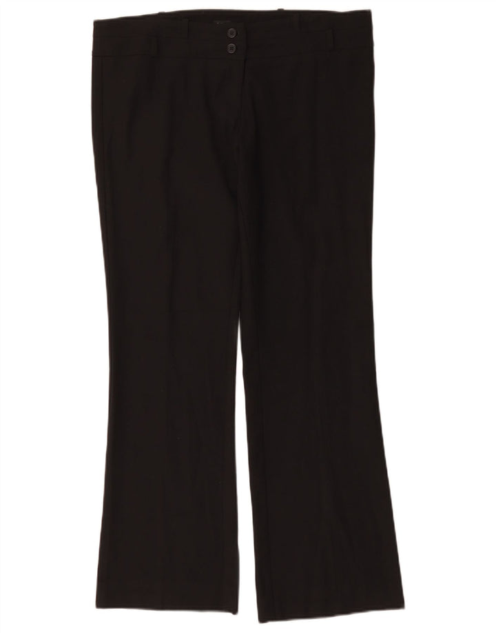 Calça casual feminina Oasis Bootcut UK 12 médio W34 L29 poliéster preto