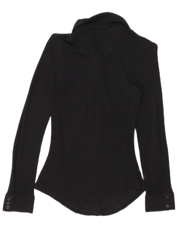Blusa camisa feminina Zara Reino Unido 6 XS preto viscose