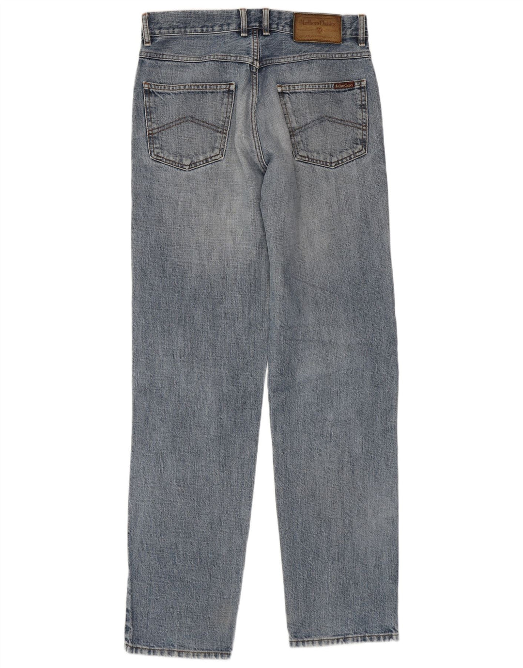 Calça jeans masculina Marlboro Classics desgastada reta W32 L34 algodão azul