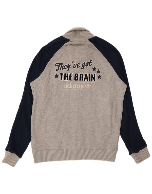 ADIDAS Mens Graphic Tracksuit Top Jacket Grande Cinza Colorblock Algodão