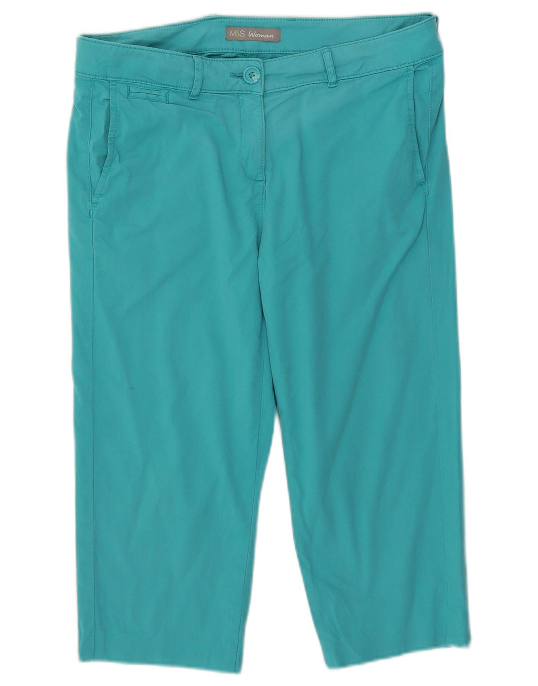Calça capri feminina Marks & Spencer Reino Unido 10 pequena W32 L18 turquesa