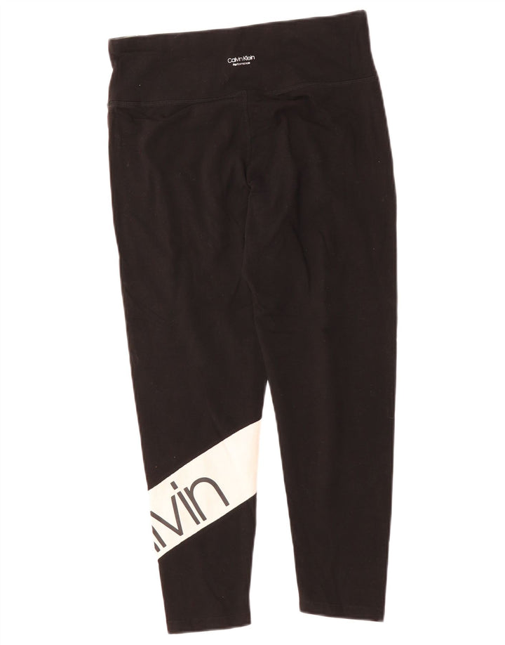 Calça capri feminina CALVIN KLEIN UK 14 grande bloco colorido preto