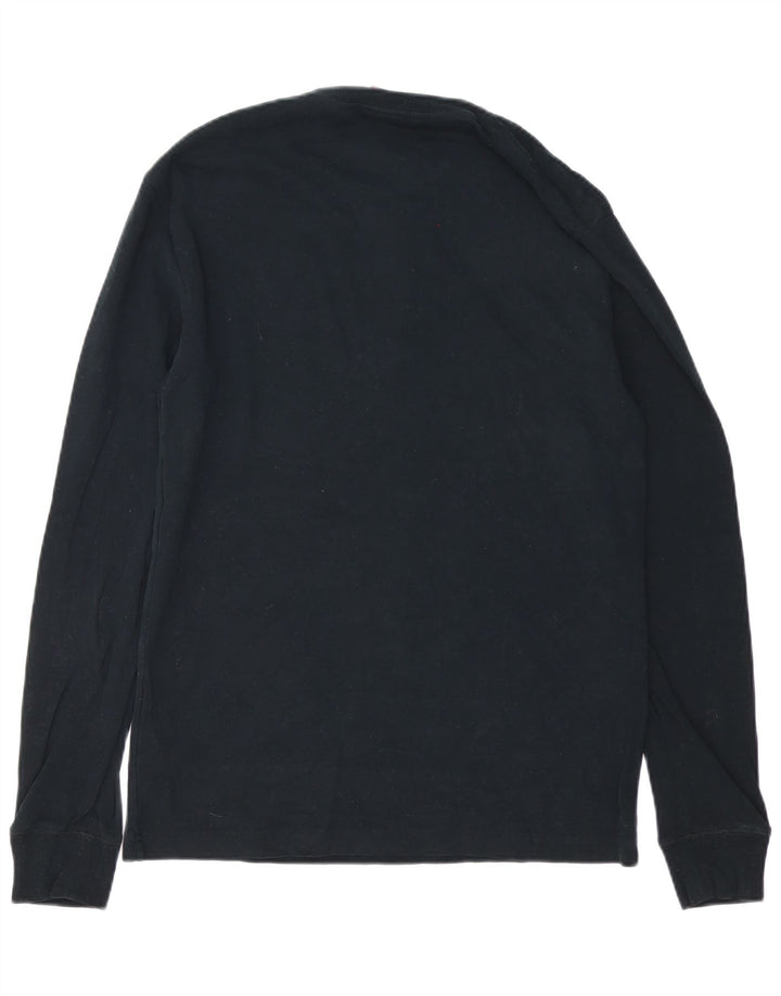 Superdry Mens Top Manga Longa Grande Algodão Preto