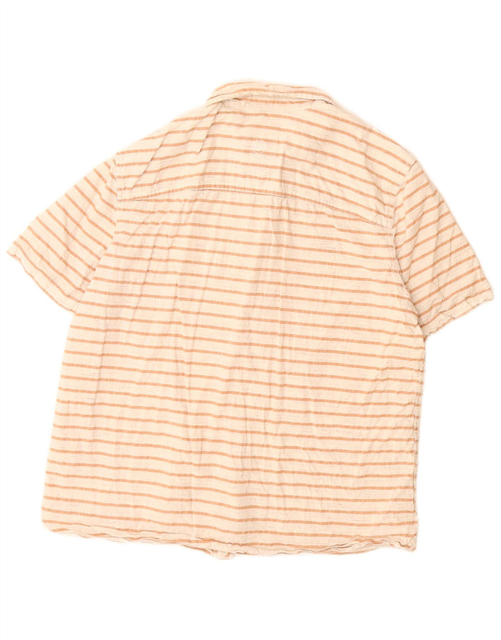 Camisa masculina de manga curta Fat Face grande algodão listrado branco