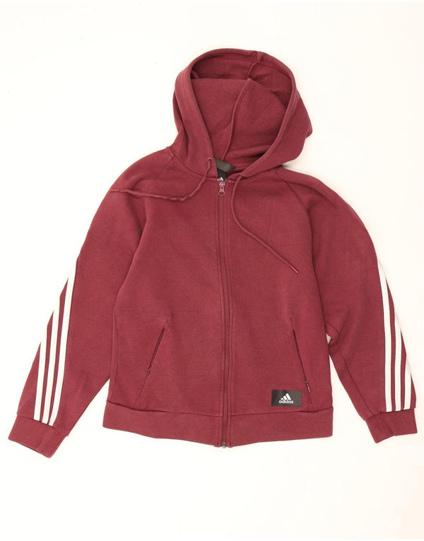 Suéter adidas feminino com capuz e zíper Reino Unido 4/6 XS Borgonha Algodão
