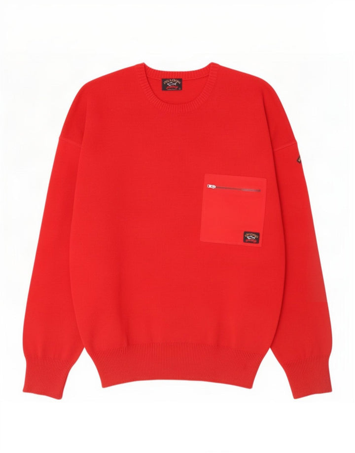 Suéter masculino Paul & Shark com gola redonda, grande vermelho
