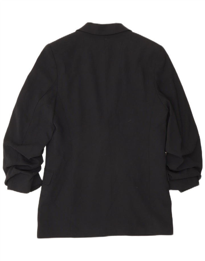 Jaqueta blazer feminina Marks & Spencer manga 3/4 aberta Reino Unido 8 pequena preta