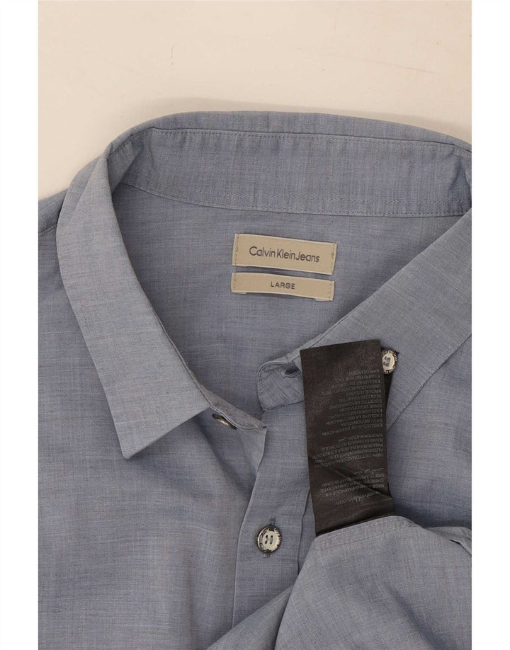 Camisa masculina Calvin Klein Jeans grande azul algodão