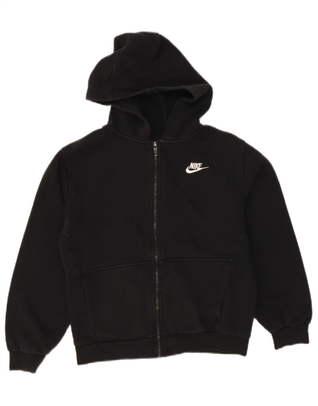 NIKE Boys Zip Hoodie Sweater 12-13 Years Large Black Cotton Vintage Nike and Second-Hand Nike from Messina Hembry 