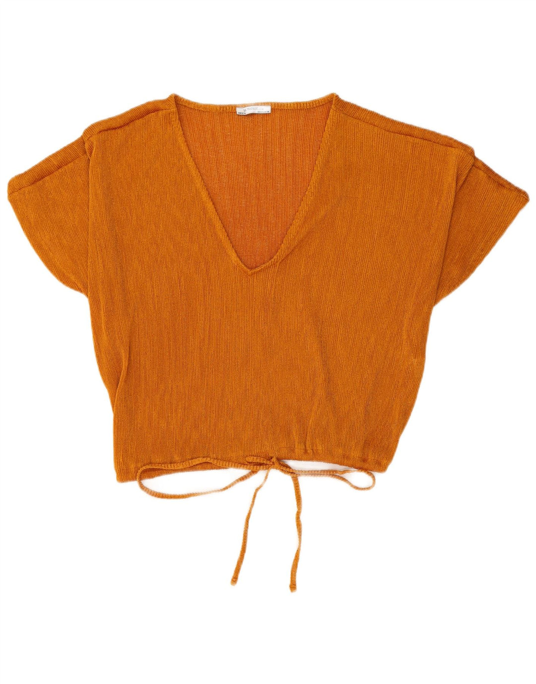 Zara Womens Short Sleeve Crop Top UK 14 Grande Laranja Poliéster