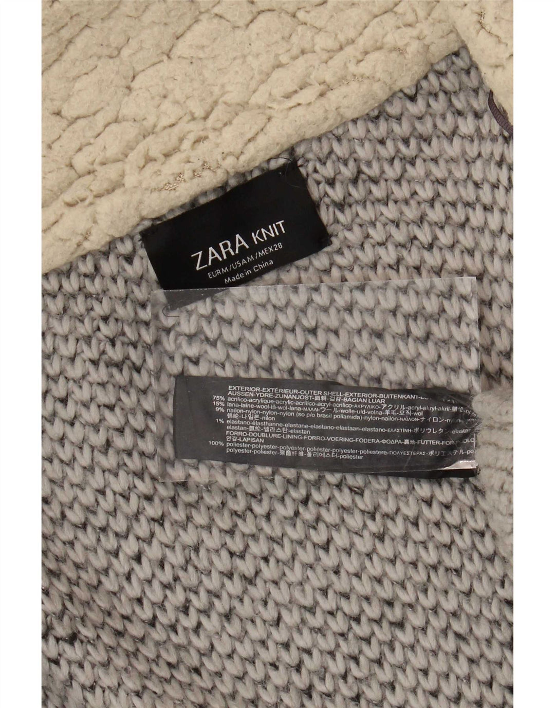 Sobretudo aberto oversized feminino Zara Reino Unido 14 cinza médio colorblock acrílico
