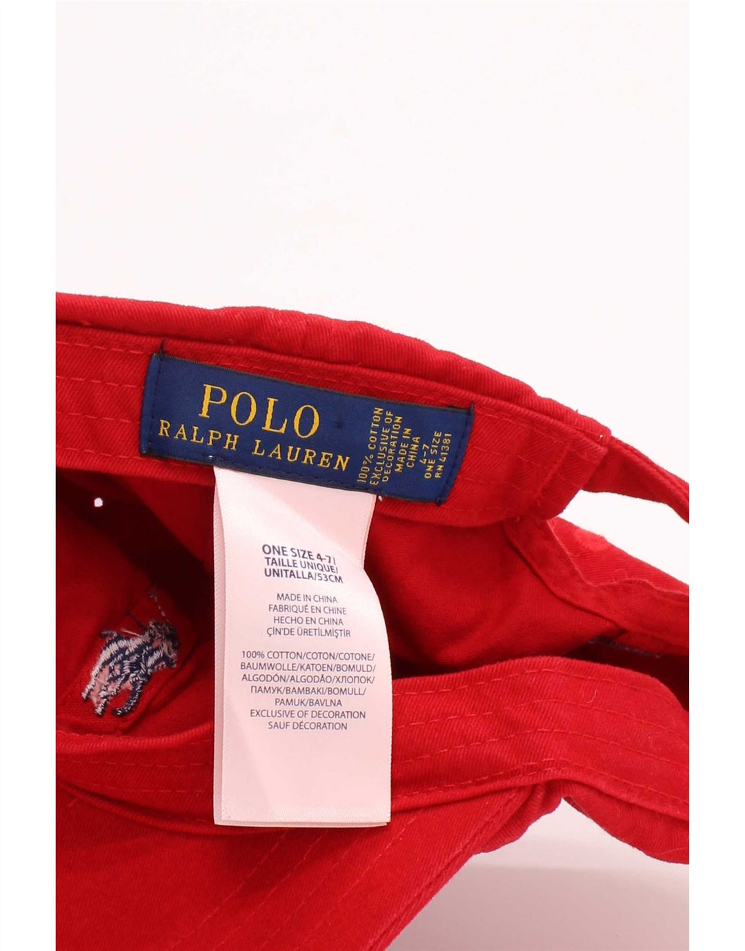 Boné de beisebol masculino Polo Ralph Lauren tamanho único 4-7 anos algodão vermelho