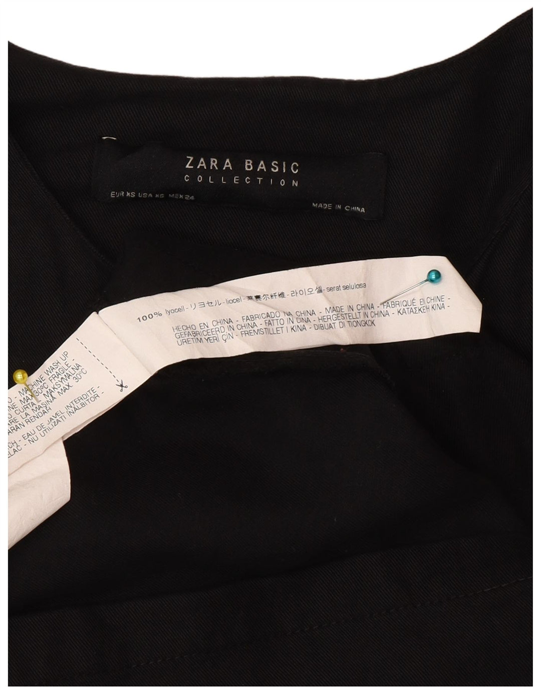 Zara Jaqueta Blazer Feminina Com Zíper Completo Reino Unido 6 XS Preto Lyocell