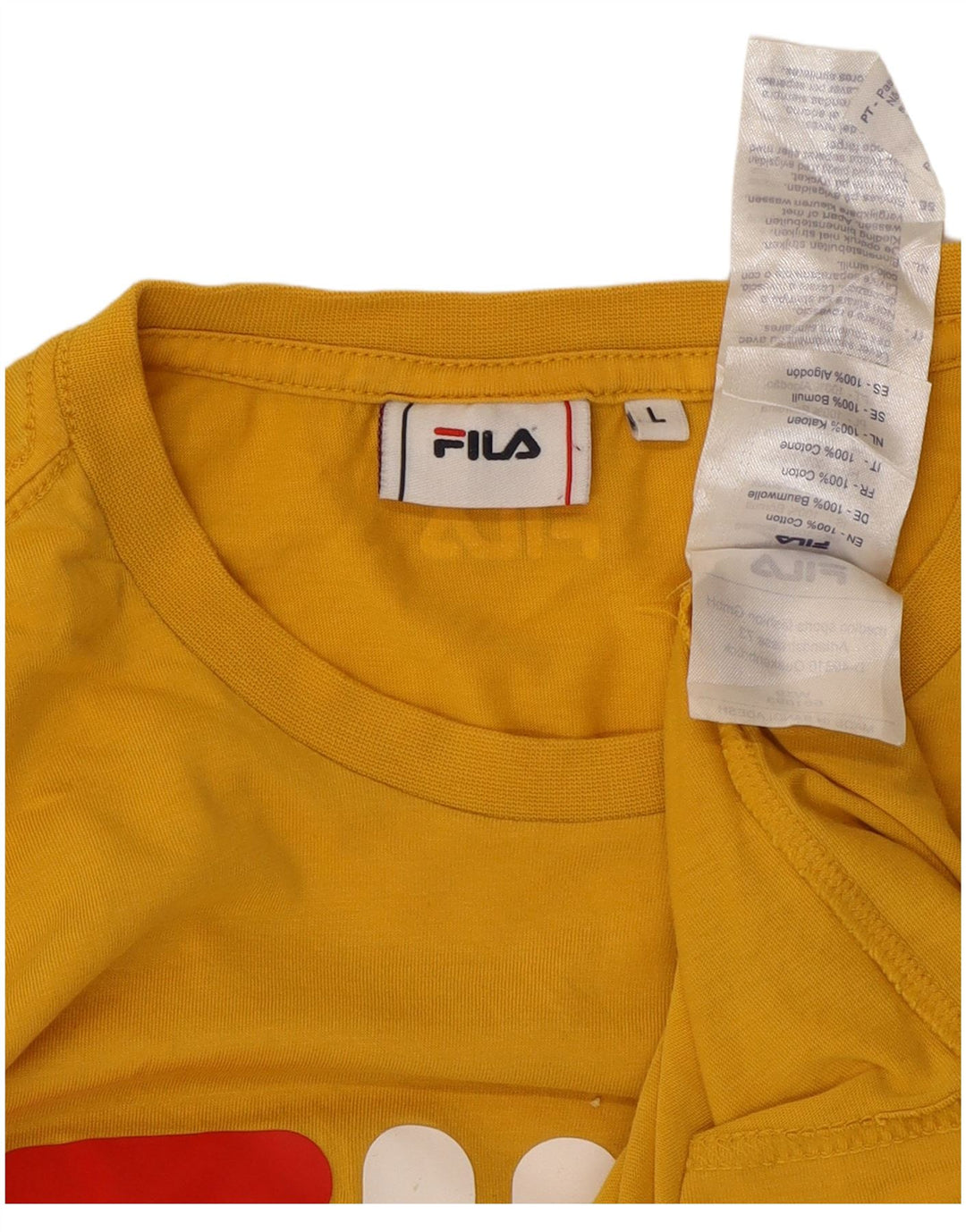 Camiseta masculina Fila Graphic Top grande algodão amarelo