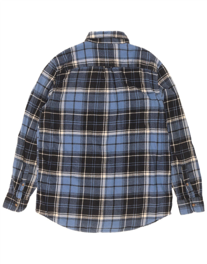 Camisa masculina de flanela Chaps de algodão xadrez azul médio