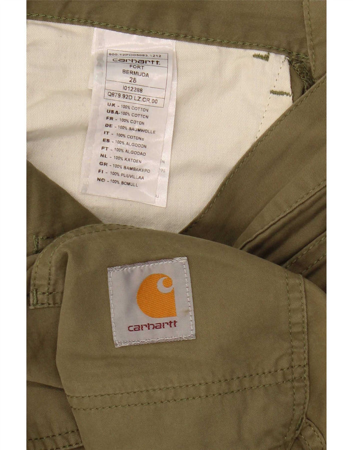 Carhartt Mens Cargo Bermuda Shorts W28 Pequeno Algodão Cáqui