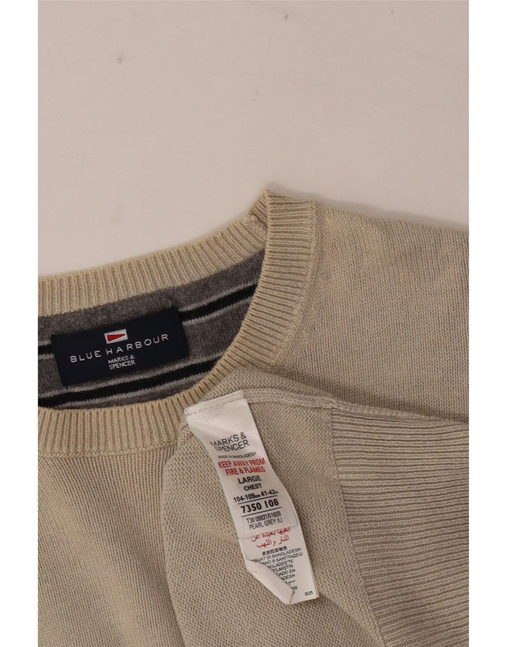 Suéter masculino Marks & Spencer com gola redonda Reino Unido 41/43 grande cinza