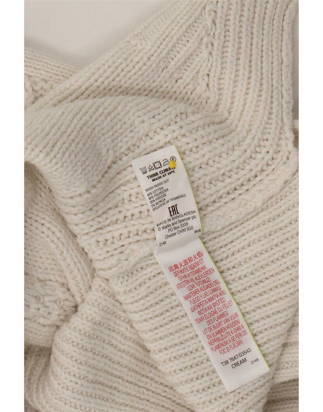 Suéter feminino Marks & Spencer com gola redonda grande, Reino Unido 20 2XL bege