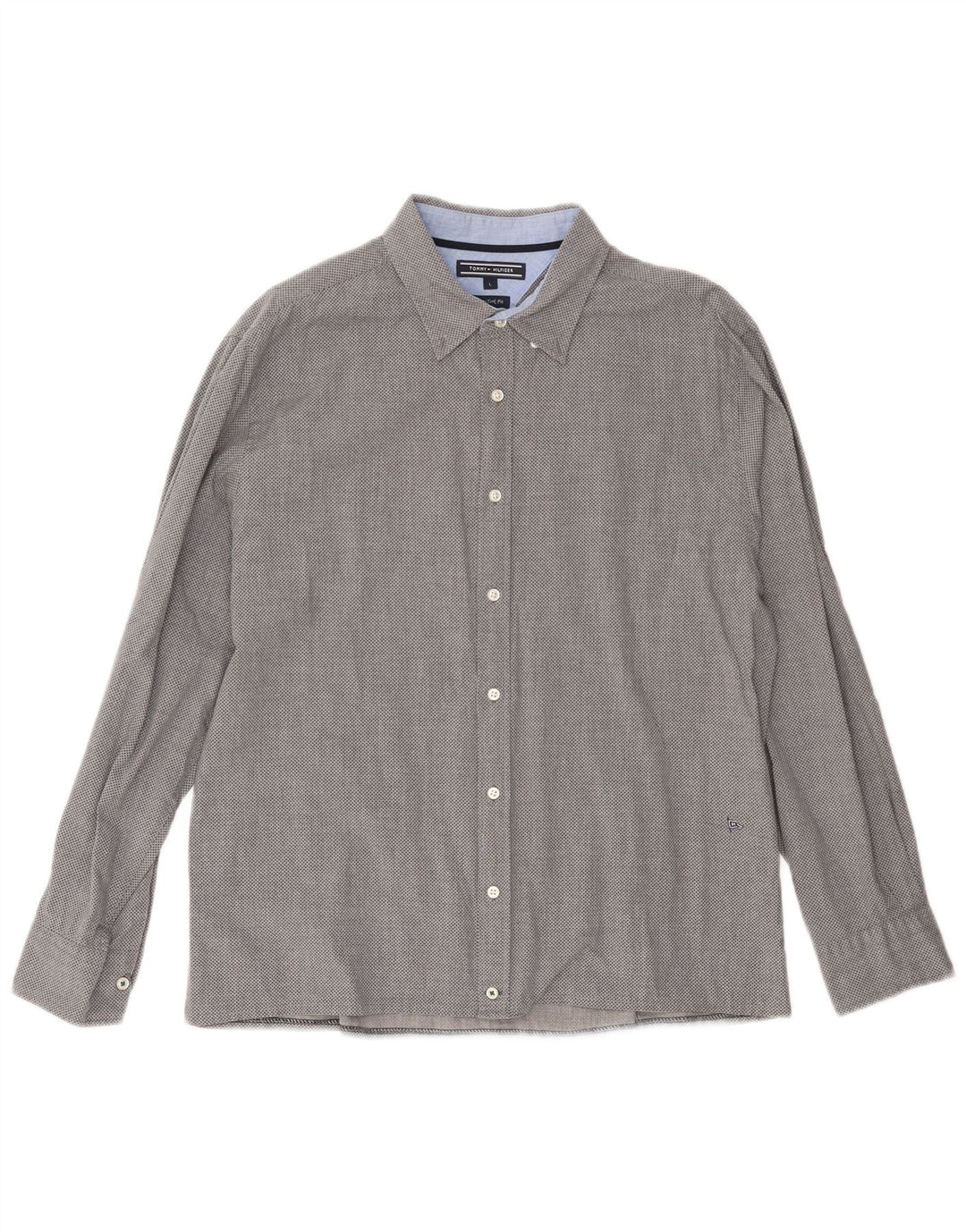 Camisa masculina TOMMY HILFIGER New York Fit grande cinza manchada