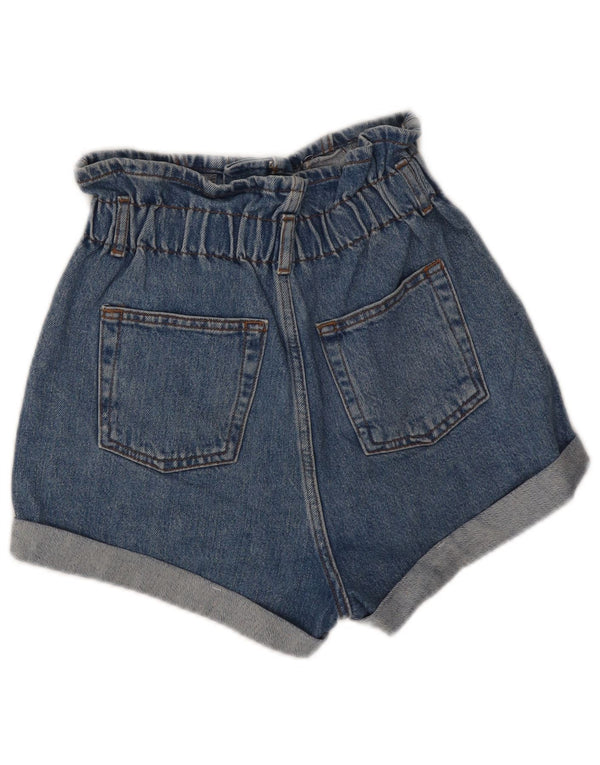 Shorts jeans feminino de cintura alta Topshop UK 6 XS W22 azul poliéster