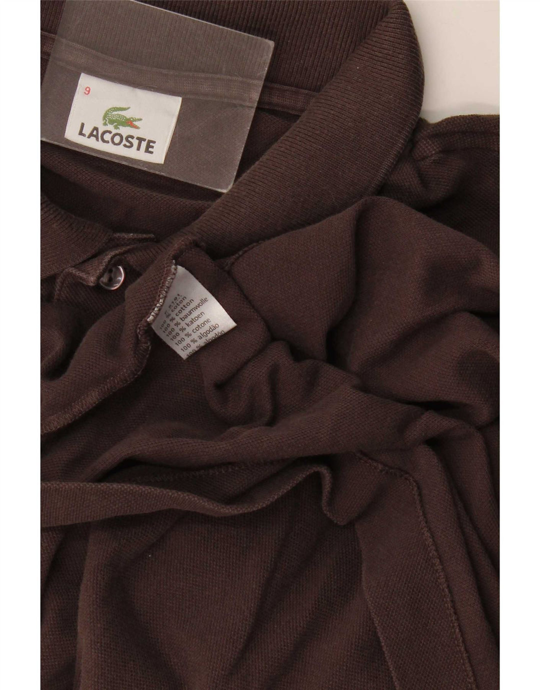 Camisa polo masculina Lacoste tamanho 9 4XL algodão marrom