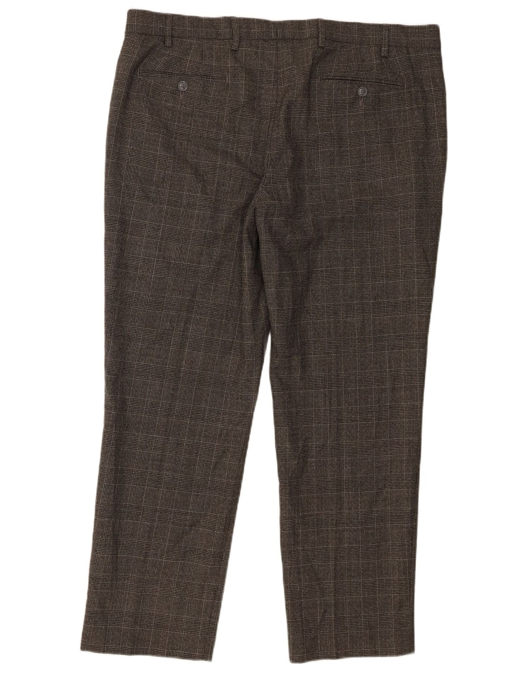 Calça masculina Marks & Spencer Straight Regular Fit W40 L29 Cinza Xadrez